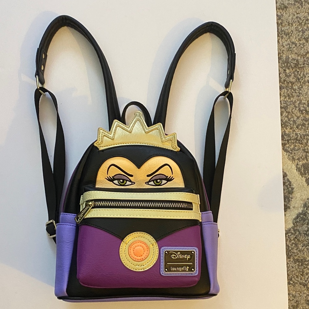 Loungefly Disney  Snow White Evil Queen Mini Backpack - Black, Purple, Gold
